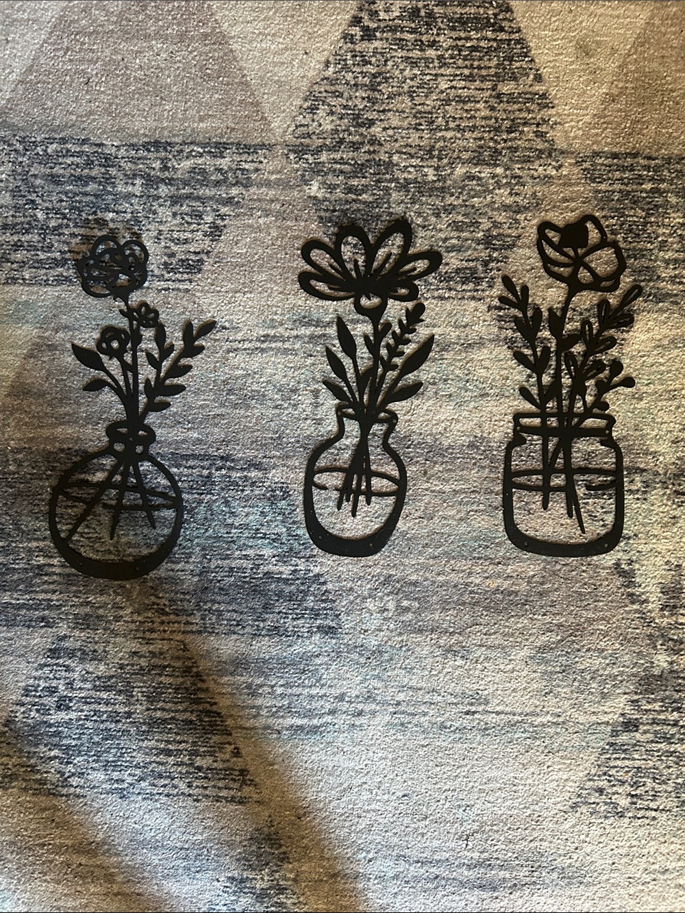 Black Metal Floral Wall Art Trio
